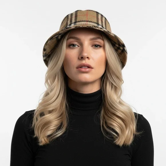Burberry London Classic Vintage Bucket Hat Nova Check Plaid Hat – Size L– Women - Picture 3 of 16